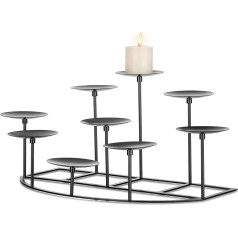 Romadedi 9 Arming Candle Holder Pillar Candles Candelabra - Black Candle Holder Base for Fireplace Modern Decoration Iron Table Decoration Christmas Advent Decoration Living Room