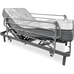 Duérmete Online DUÉRMETE ONLINE Ergomax Dorsal Plus Memory Foam Electric Bed + Stainless Steel Railing, Anthracite, 105 x 190 cm