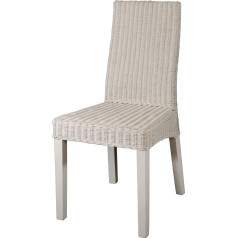 Korb.outlet Modern White Rattan Dining Chair on a Sturdy Wooden Frame