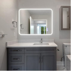 Acebon Vannas istabas spogulis ar LED apgaismojumu Sienas spogulis 80 x 60 cm Dimmable 2700-6500 K IP67 Enerģijas taupīšana [Enerģijas klase A++] CRI 90