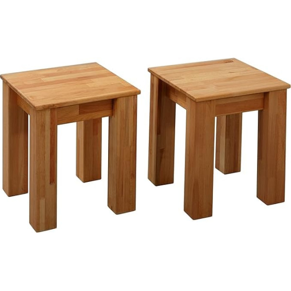 Krok Wood 2 x taburete no masīvkoka 35 x 35 x 45 cm (Bonnas dižskābardis)