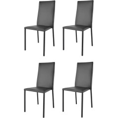 T M C S Tommychairs 4 krēslu komplekts Julia Stackable krēsli virtuvei, bāram un ēdamistabai, izturīgs tērauda rāmis, polsterēti un polsterēti ar melnu mākslīgo ādu