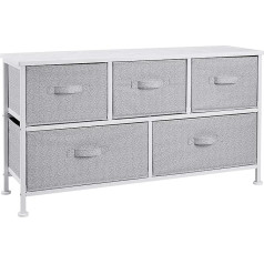 Amazon Basics - White Wardrobe Storage Unit with 5 Extra Wide Fabric Drawers