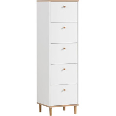 Schildmeyer Hilda Chest of Drawers, Composite Wood, White Matte/Artisan Oak Decor, 40 x 40 x 142 cm