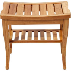 Sogesfurniture Bambusa taburete Dušas taburete Vannas istabas taburete Vannas istabas soliņš Daudzfunkcionāla taburete 47,5 x 26 x 44,5 cm KS-HSJ-04-BH