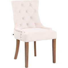 CLP Aberdeen Dining Room Chair with High-Quality Upholstery and Velvet Cover, Upholstered Chair with Rubber Wood Frame, Seat Height of 50 cm, Colour: Cream, Frame Colour: Antique Light