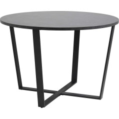 Ac Design Furniture Albert apaļais pusdienu galds melns Ēdamistabas galds apaļš, viegli montējams galds ar melnu marmora izskatu un metāla rāmi Diametrs 110 x augstums 75 cm 1 gab 22.8