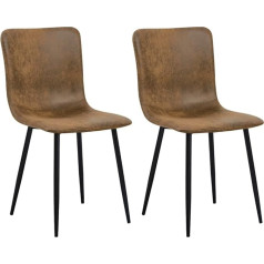 Furniturer Valgomojo kėdės, 2 komplektai, zomšinės virtuvės kėdės su metalinėmis kojomis, miegamasis, svetainės kėdė, juoda koja, ruda