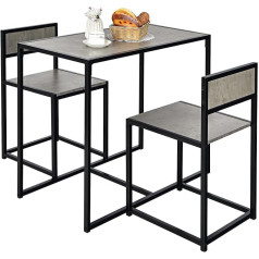 Costway 3 baro stalų rinkinys, valgomojo stalas su 2 kėdėmis, mažas valgomojo rinkinys su metaliniu rėmu, virtuvės baro sėdimųjų vietų rinkinys, virtuvės stalas, baro stalas, mediena, virtuvės, valgomojo ir bistro stalas