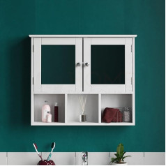 Bath Vida Milano Badezimmer-Spiegelschrank mit 2 Türen, mit Aufbewahrungsfächern, Wandmontage, weiß