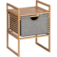 Wenko Bahari Side Table with Drawer, Modern Bedside Table Made of High-Quality & Sustainable Bamboo, Drawer Made of Easy-Care Polyester, Shelf, Plenty of Space for Accessories, 40 x 56 x 40 cm