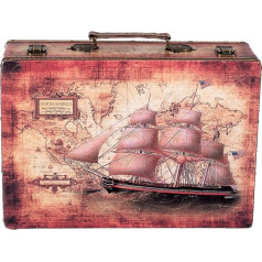 Birendy SJ 1280 Suitcase, Suitcase Set, Wooden Chest, Vintage Treasure Chest, Box, Pirate Box, XL, 36 cm