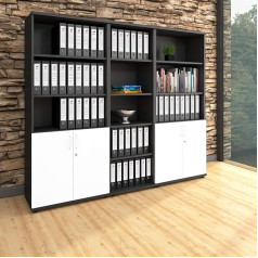 Weber Büro Professional Lockable Cabinet Office Cabinet Double Door Cabinet Shelf Cabinet 5 OH Anthracite / White