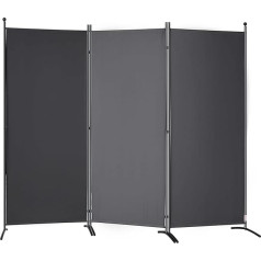Vevor 3-Piece Folding Room Divider, 226 x 185 cm, Freestanding Privacy Screen, Room Divider, Partition Wall 75 x 51.5 x 185 cm, Privacy Screen for Offices, Balconies, Bedrooms, Dark Grey