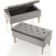 Baroni Home Montemaggi Grey Velvet Suede Storage Box