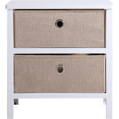 Lastdeco Sire Bedside Table MDF and Linen Beige Mesita de Noche