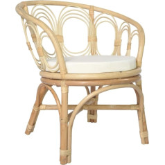 Vidaxl Ēdamistabas krēsls ar spilvenu, Virtuves krēsls ar roku balstiem, Krēsls ēdamistabas virtuvei, rotangpalmas krēsls, Dabīgais rotangpalmas lina pārvalks