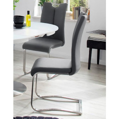 Möbelando Kerrin I Swing Chair Dining Room Chair Kitchen Chair Set of 2 Grey