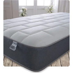 Starlight Beds SB-1154GREY-90x200 Memory Fibre matracis, Memory Fibre, elpojošs Coolotouch audums, Hessian, European Bonnell Feather, balts/pelēks, 90 cm x 200 cm matracis