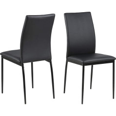 Ac Design Furniture Devin Set of 4 Dining Chairs with Leather Look H 92 x W 43.5 x D 53 cm Black/Black PU Metal