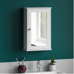 Bath Vida Home Discount® Vannas istabas skapītis ar vienām spoguļstikla durvīm pie sienas, balts