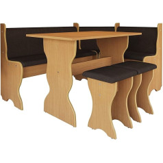 Mirjan24 Thomas Corner Bench Group Consists of Kitchen Corner Bench, Table, 2 x Stools, Dining Room Bench (Beech + Alfa 09)