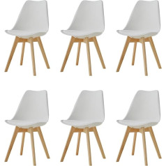 Hjhomeheart Set of 6 Dining Chairs with Solid Beech Legs, Office Chair, Ergonomic Chair with Cushion (White)