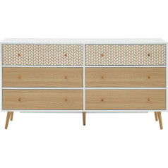 Baïta BAÏTA Cappuccino Chest of Drawers, Wood, Oak and White, L150 cm