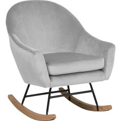 Beliani Oxie Modern Rocking Chair Velvet Fabric Light Grey