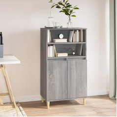 Tidyard Highboard Bufete Kumode ar atvilktnēm Augsts skapis Vitrīna Vitrīna Virtuves skapis Grāmatu skapis Daudzfunkcionāls skapis viesistabai Virtuve Ēdamistaba Pelēka Sonoma 60 x 36 x 110 cm Koks Materiāls: koksne