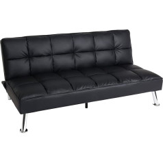 Mendler Sofa HWC-K21, Folding Sofa Bed, Nosage Spring, Sleep Function, Lying Surface 181 x 107 cm, Faux Leather, Black