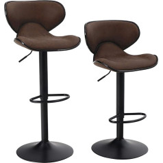 Alpha Home Baro kėdės 2 reguliuojamo aukščio baro kėdės su PU odos atlošu Stilingos virtuvės kėdės Kėdė su kojų atrama iki 160 kg (ruda)