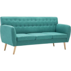 Vidaxl Sofa 3-Seater Fabric Cover Green Upholstered Sofa Lounge Sofa Seating Furniture Couch