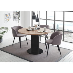 58 Aufm Kessel Edda 6 13545-110 Dining Table Round Extendible 110 x 110 x 78 cm Kitchen Table Black Steel / Branch Oak