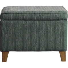 Homepop Upholstered Storage Ottoman with Hinged Lid, Teal