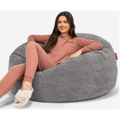 Lounge Pug , Mamuta dīvāns Bean Bag XXL Giant krēsls Pom-Pom Antracīts