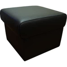 Quattro Meble Melns īstas ādas taburete 50 cm x 50 cm eņģes ar glabāšanas telpu taburete Kaula ādas sēdeklis Cube Footstool Mīkstās taburetes Īstas ādas pufs