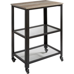 Ibuyke TMJ011Y Serving Trolley, Kitchen Shelf on 4 Wheels, Steel Frame, 3 Shelves, for Kitchen and Living Room, Industrial Design, 60 x 40 x 81 cm