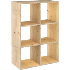 Astigarraga KIT LINE Dinamic Modular Shelf with 6 Cubes, Solid Pine Wood, 105.4 x 70.8 x 33 cm