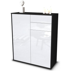 Stil.zeit Lisann Highboard - Korpuss antracīta matēts - Priekšpuse balta, spīdīga (92 x 108 x 35 cm) - Push-to-Open tehnoloģija un augstas kvalitātes gludas sliedes - Ražots Vācijā