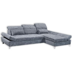 Stella Trading MELFI Comfortable Corner Sofa with Sleep Function, Microfibre Cover, Anthracite, Extendable Couch with Large Bed Box Including Kidney Cushion, 275 x 73 x 168 cm (W x H x D)