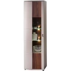 Stella Trading Saigon Display Cabinet in Walnut Amber Look, Basalt - Modern Display Cabinet with LED Lighting and Lots of Storage Space - 60 x 199 x 38 cm (W x H x D)