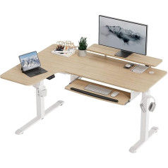 Eureka Ergonomic Augstuma regulējams rakstāmgalds 155 x 110 cm Liels stūra rakstāmgalds Augstuma regulējams rakstāmgalds Augstuma regulējams elektriskais spēļu galds L forma ar tastatūras plauktu LED monitoru statīvs