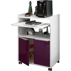 Berlioz Créations Berlioz Creations KD6BA Kitchen Trolley in Aubergine High Gloss 60 x 40 x 82 cm 100 Percent Made in France