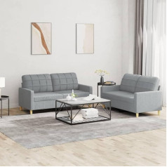 JUNZAI 2-Piece Sofa Set with Cushions Light Grey Fabric, Sofa Bed, Sofa Bed, Couch with Sleep Function, Sofa Bed, Relaxing Sofa, Sofas and Couches 3201274