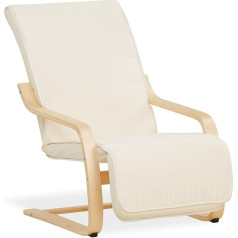 Homestyle4U 2406 Relaxing Chair with Reclining Function, Swinging Chair with Armrest, Living Room Cover, Beige / Cream