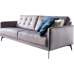 Atlantic Home Collection Диван Jakob Sofa Couch с волнообразным основанием и бархатистой обивкой, светло-серый диван, бархатная ткань, 3-местный, 208 x 87 x 80 см (Ш x