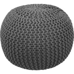 Cotton Craft Baumwolle Craft – Handgestrickte Dori Pouf – Grau – Boden Ottomane – 100% Baumwolle Braid Schnur – handgefertigt & Hand genäht – wirklich eine der eine Art Platz – 20 Dia X 14 HOCH