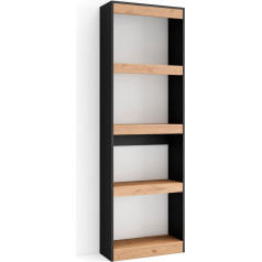 Skraut Home Grāmatu plaukts, Bibliotēka, Grāmatu plaukts, Grāmatu plaukts, 60 x 186 x 25 cm, Viesistaba, Ēdamistaba, Birojs, Uzglabāšanas plaukts, Moderns stils, Ozols melns