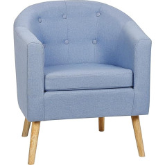 Kangxin Small Chairs for Living Room Bedroom Small Toad Chair Warmer with Armrests Armchairs for 1 Person Small Upholstered Sofa Thick (Light Blue)